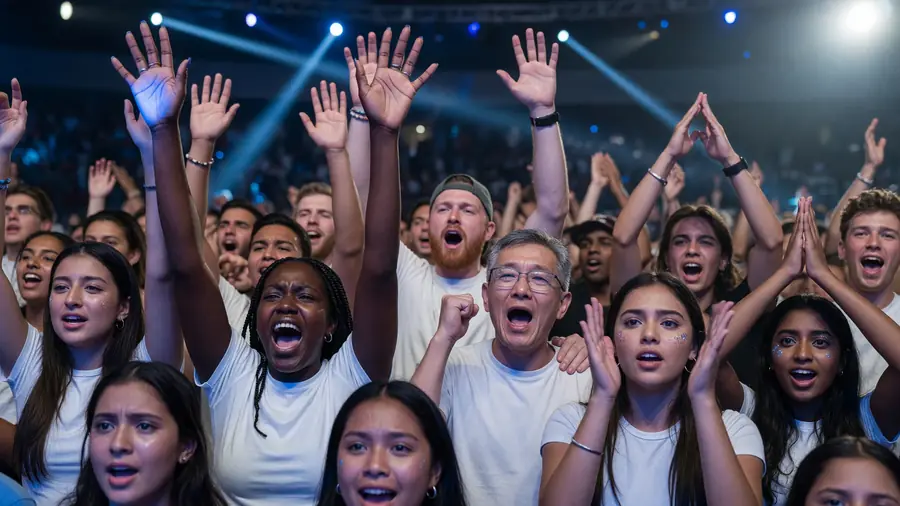Crowd reaction in arena light