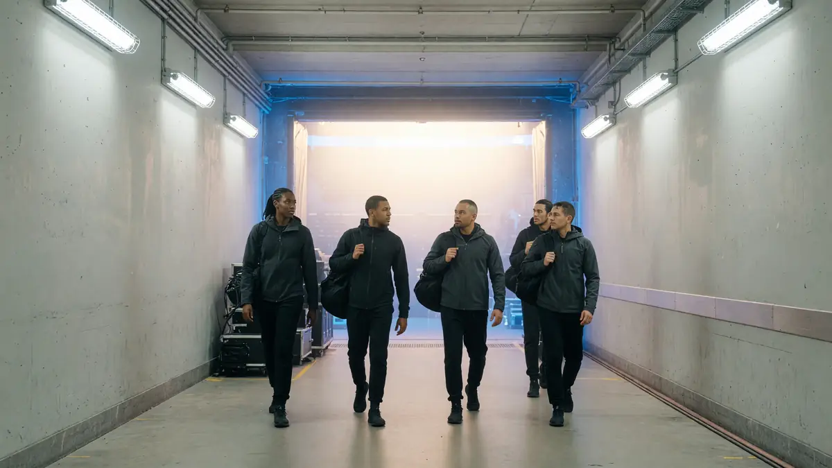 Roster walking a backstage tunnel